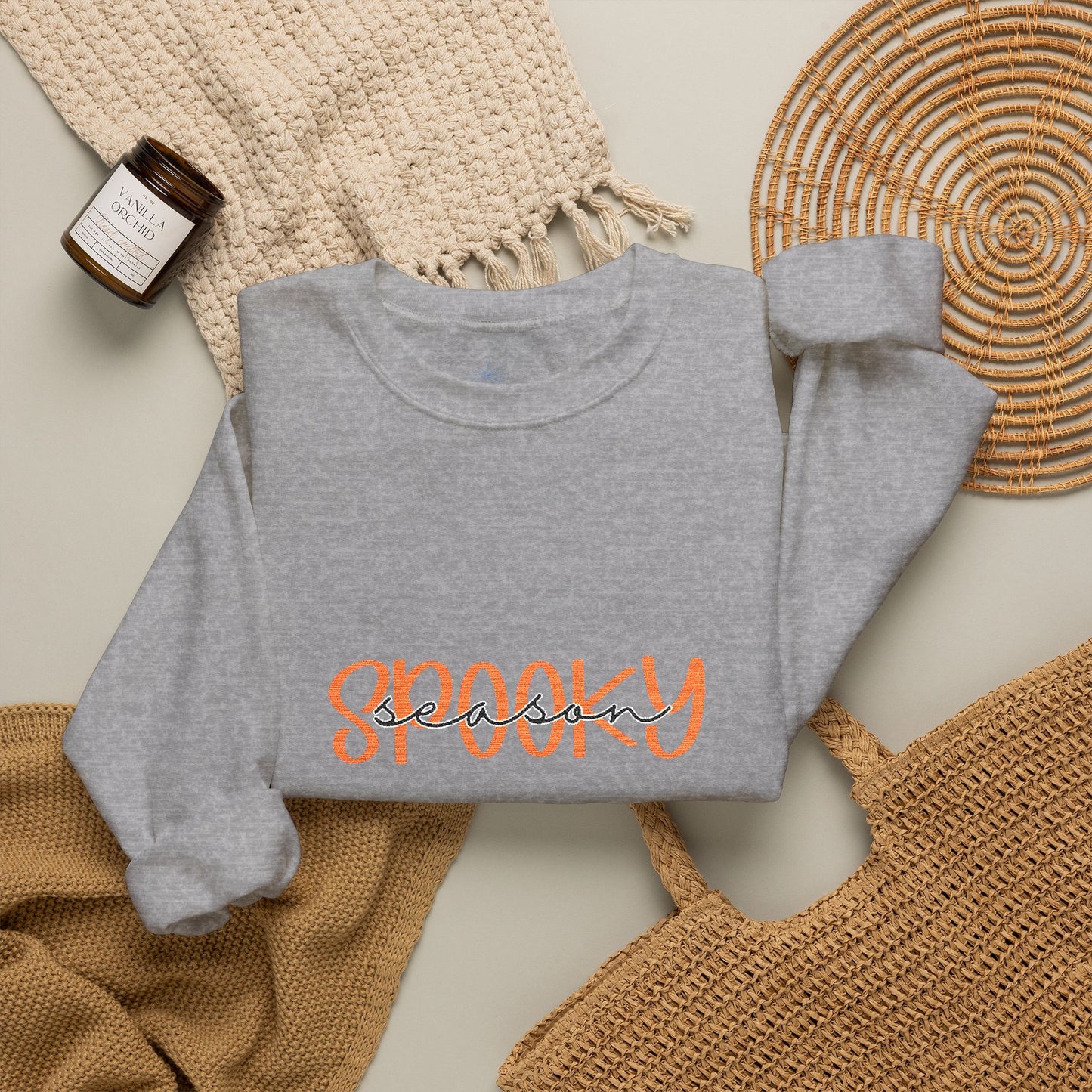Embroidered Spooky Season Fall Crewneck