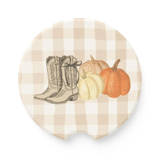 Pumpkins & Cowgirl Boots Car Coasters