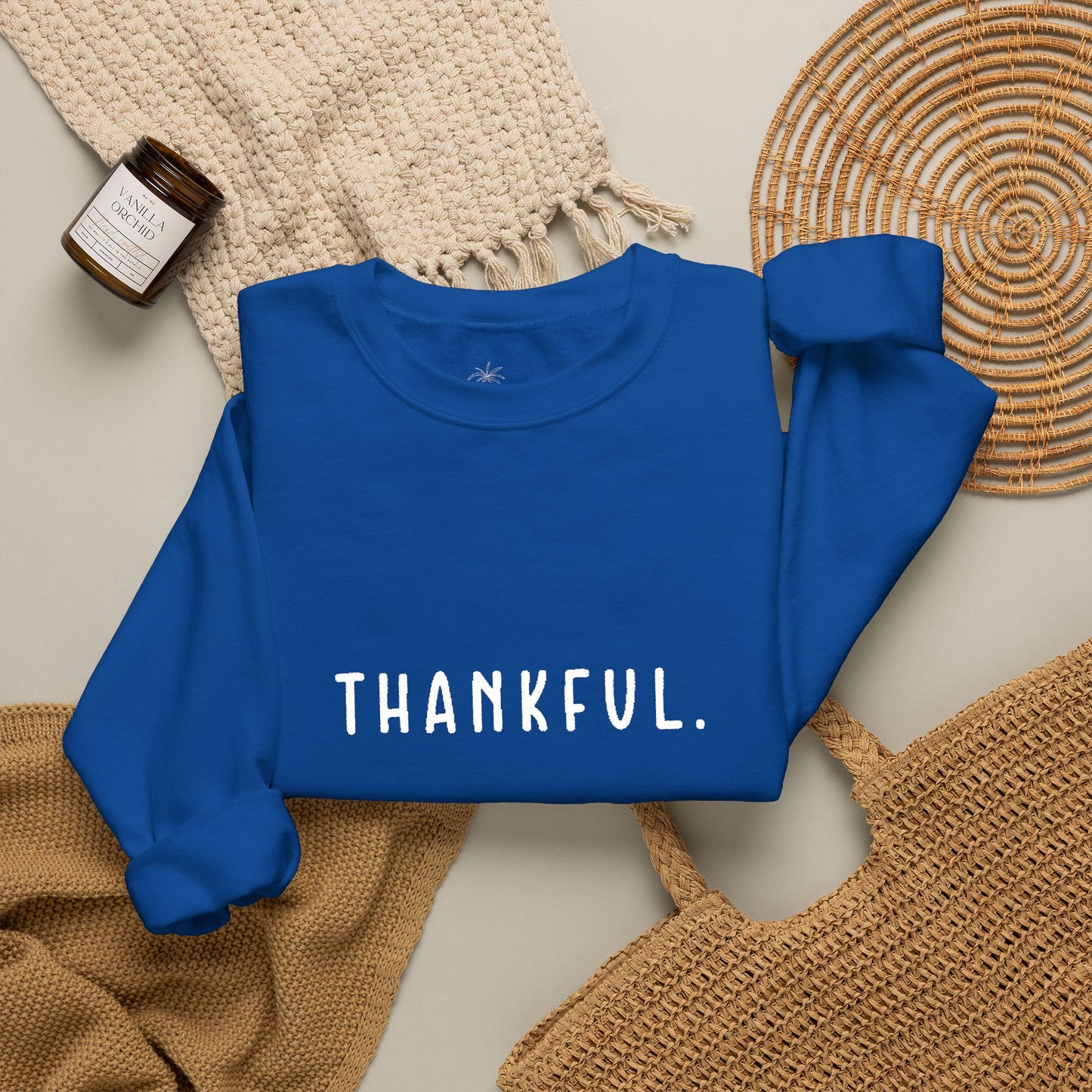 Embroidered Thankful Crewneck