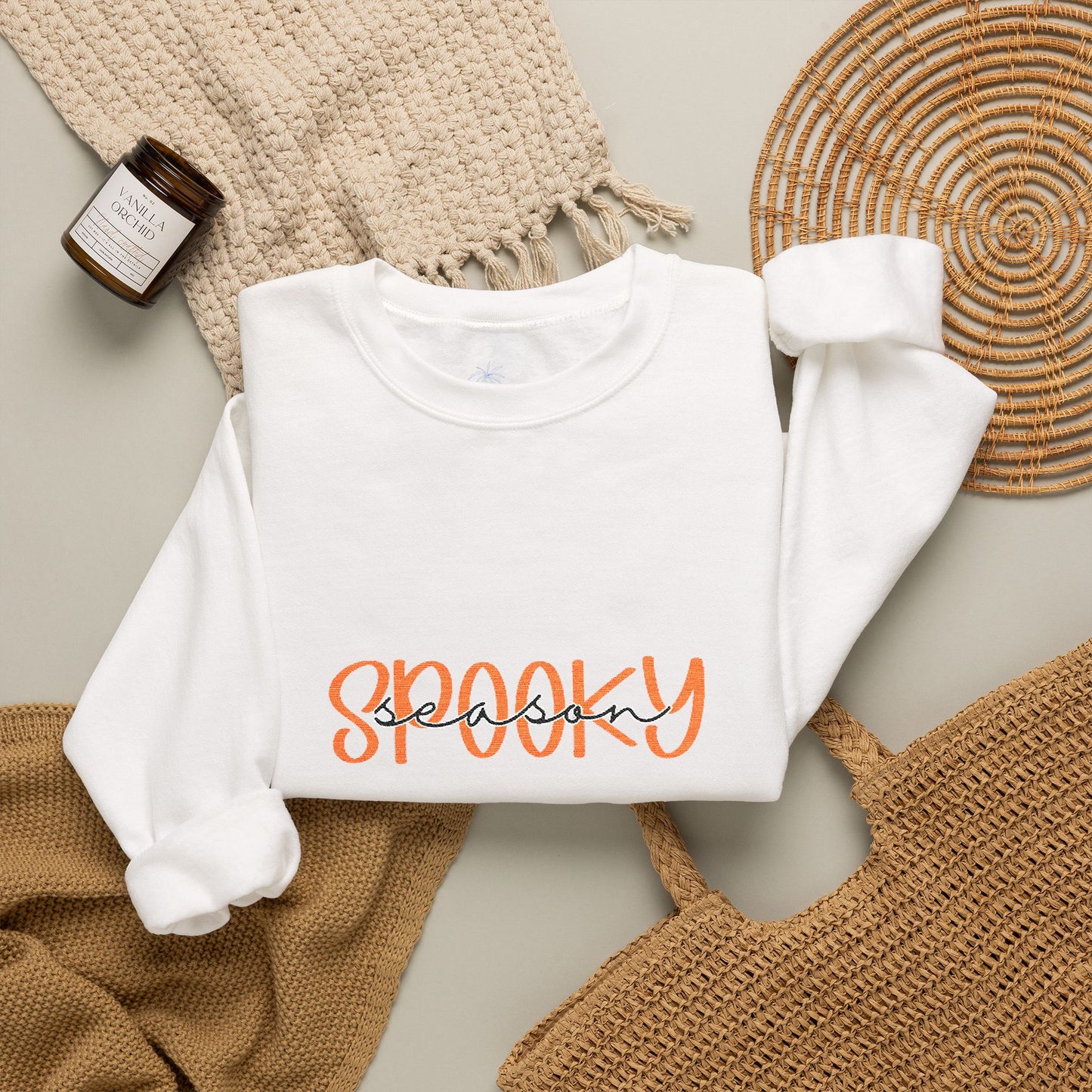 Embroidered Spooky Season Fall Crewneck