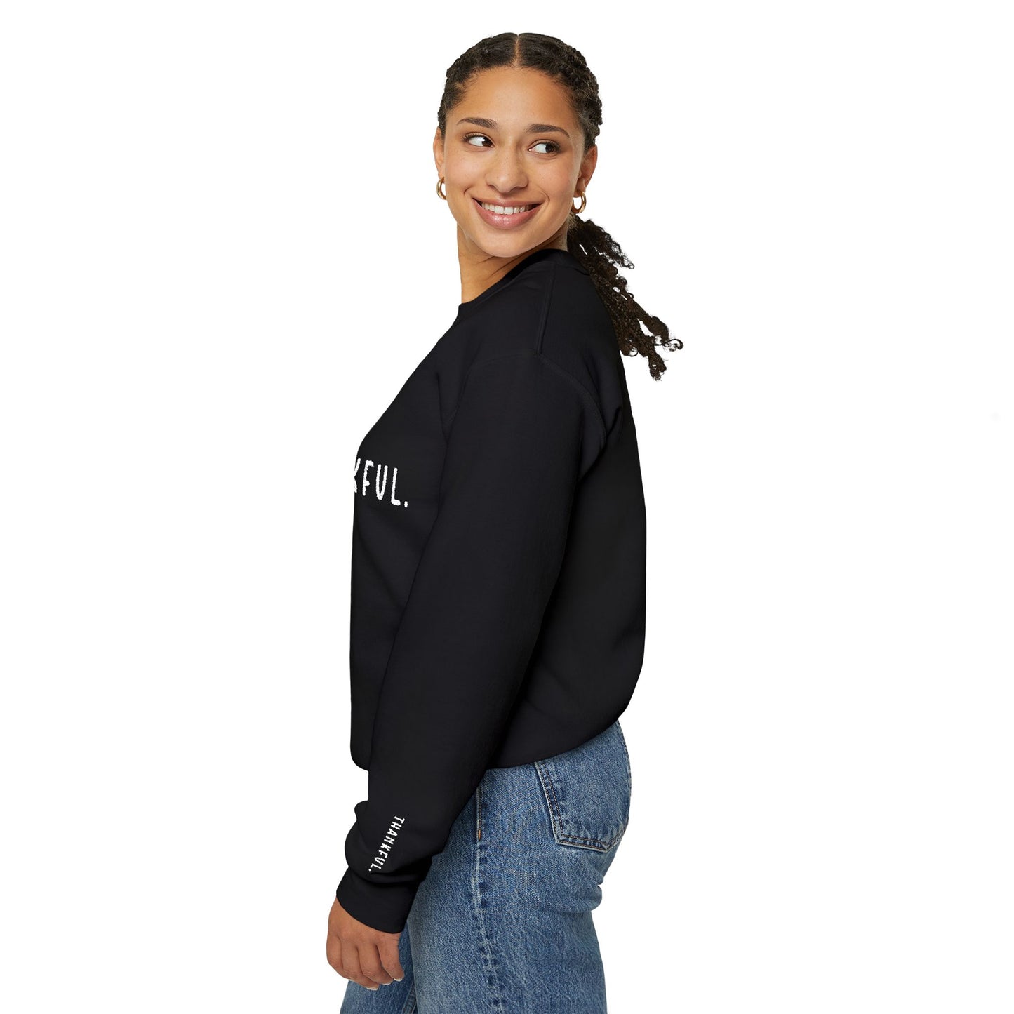 Embroidered Thankful Crewneck
