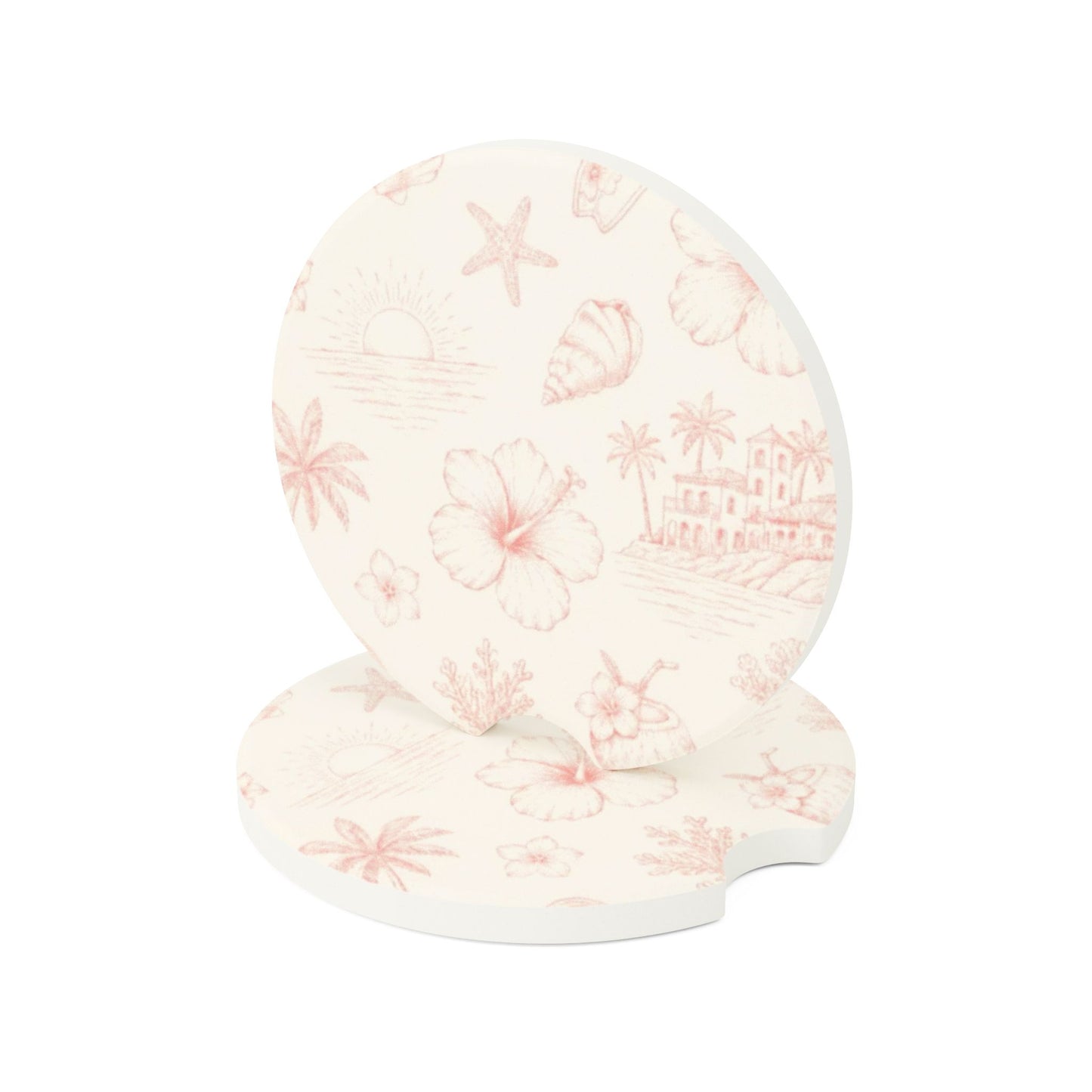 Pink Coastal Car Coasters