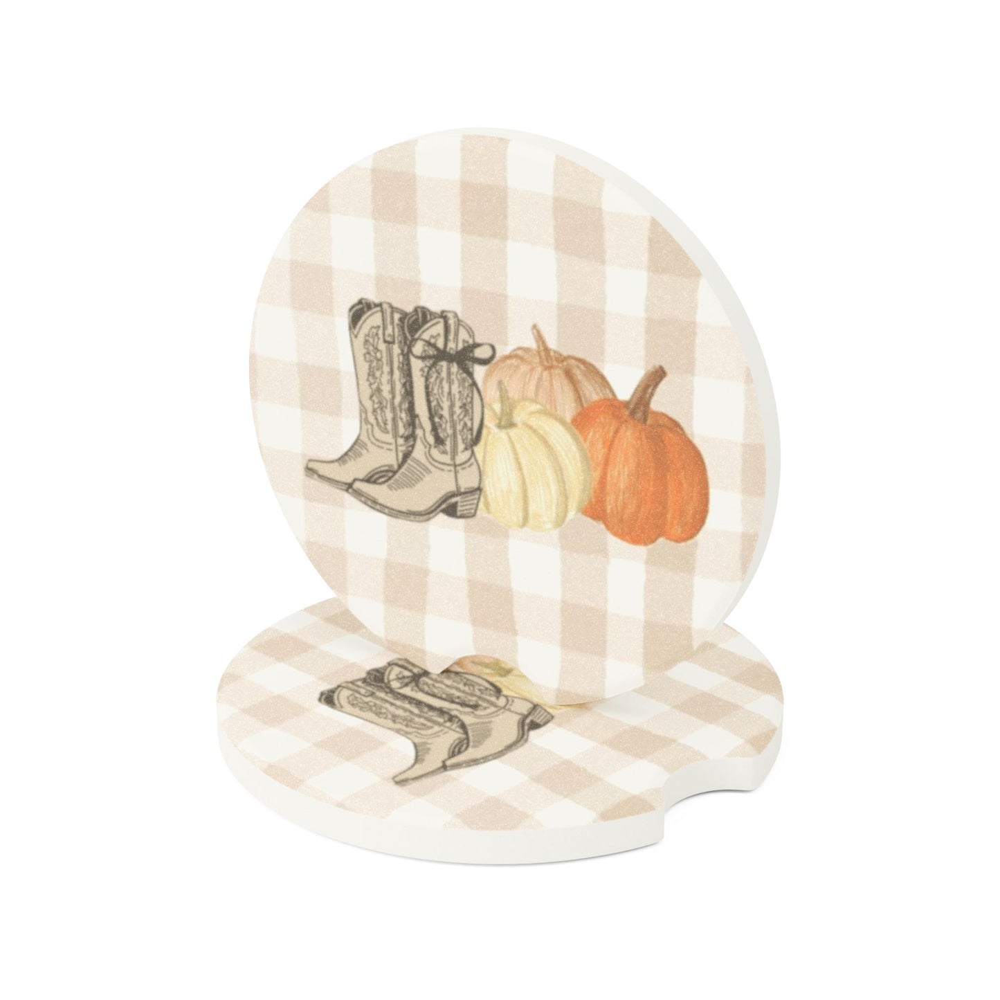 Pumpkins & Cowgirl Boots Car Coasters
