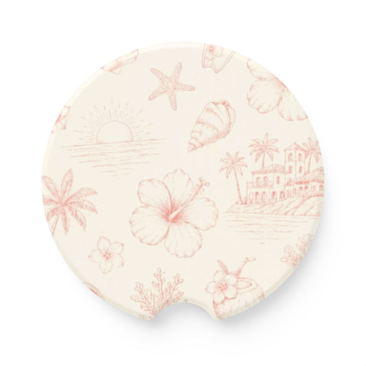 Pink Coastal Car Coasters