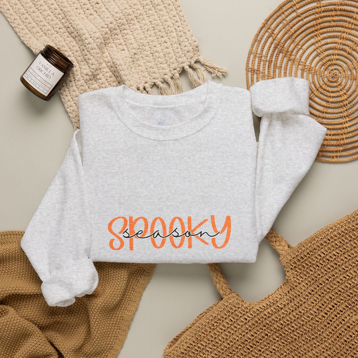 Embroidered Spooky Season Fall Crewneck