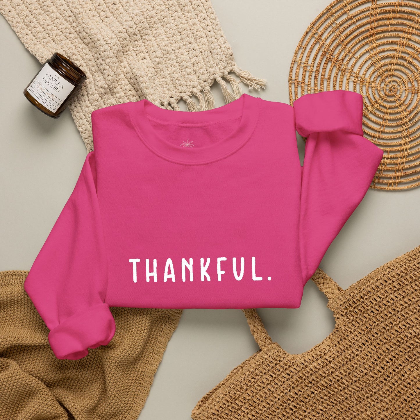 Embroidered Thankful Crewneck