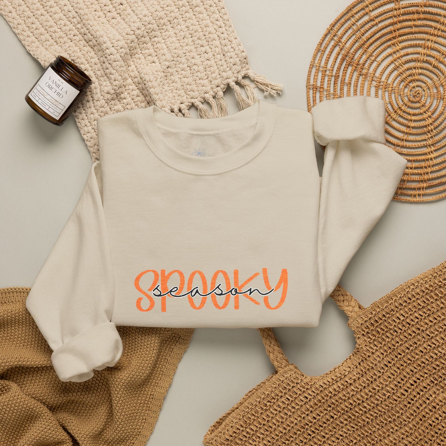 Embroidered Spooky Season Fall Crewneck