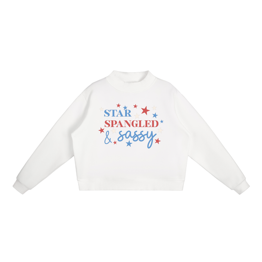 Essential Fleece Mock-Neck Crew Sweatshirt
