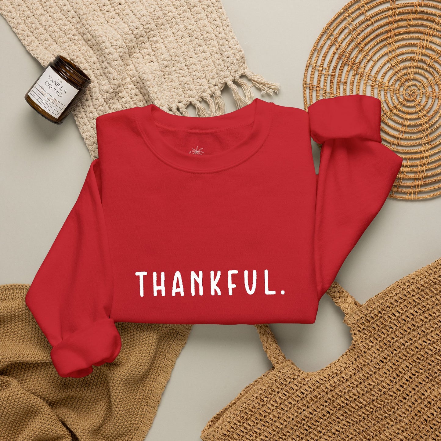 Embroidered Thankful Crewneck