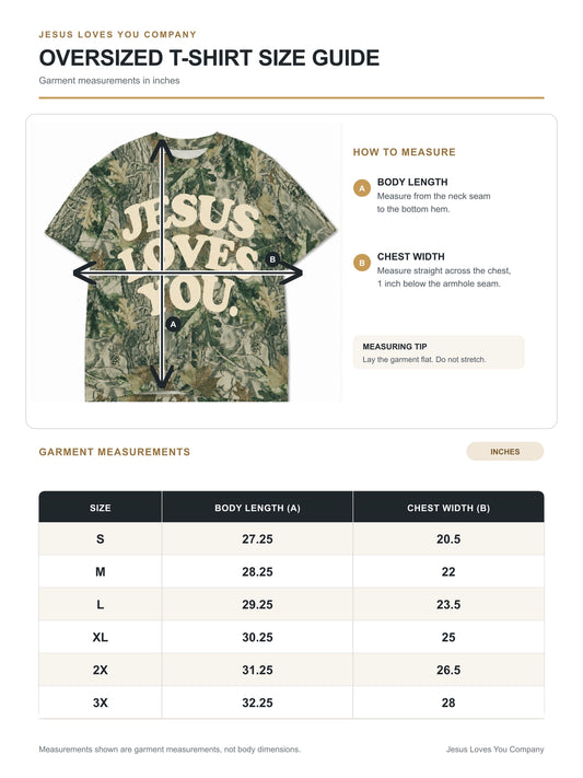 Oversized 'Jesus Loves You' Camo Tee